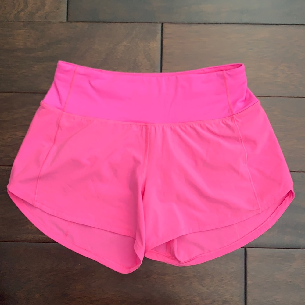 Lululemon Speed Up Short Long 4”, Darn Prism Pink